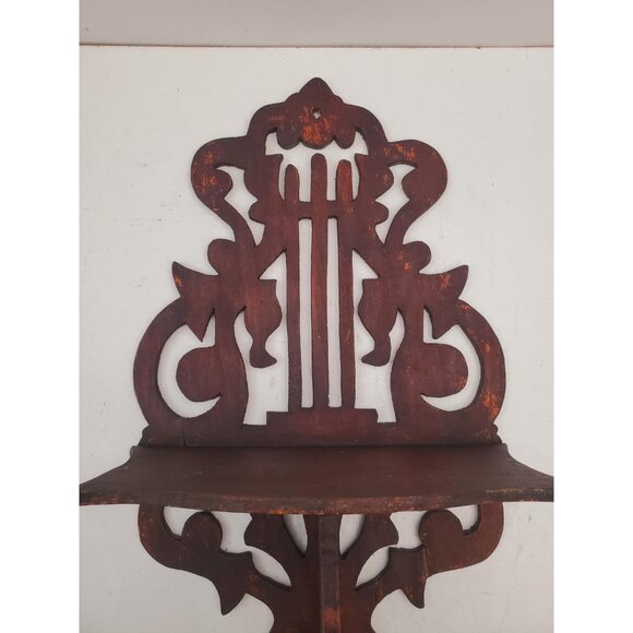 Hand Carved Wood Ornate Wall Shelf,Candlestick,Bohemian Home Decor,Carved Wood - Picture 2 of 10